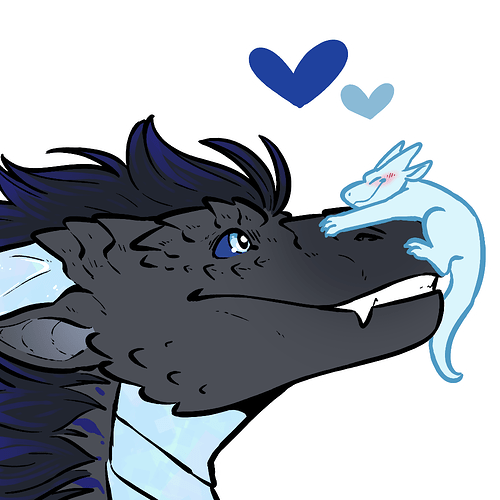 Crystal dragon with a small YCH on his snout