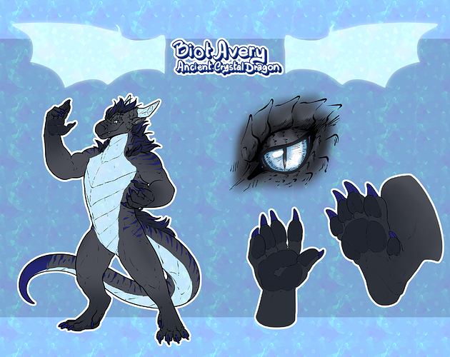 Reference sheet fo an anthro crystal dragon