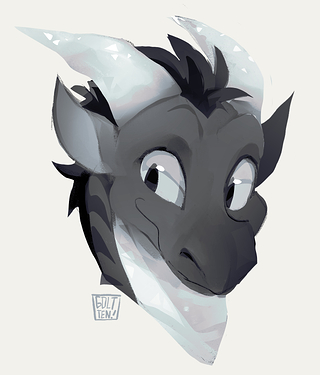 Headshot drawing of a crystal dragon