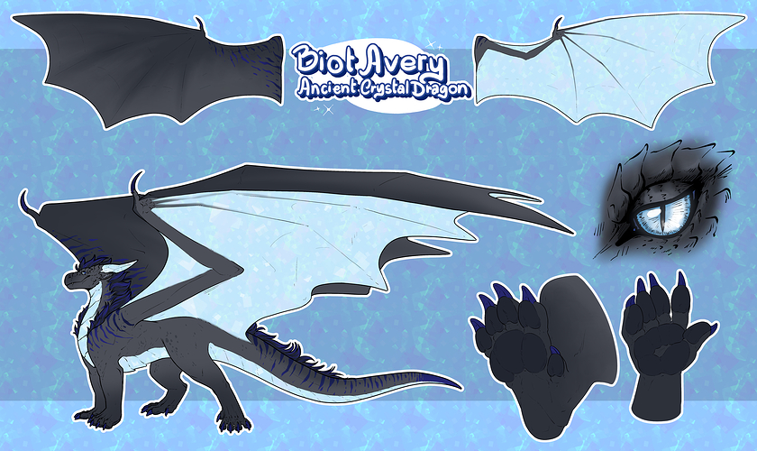 Reference sheet for a feral crystal dragon